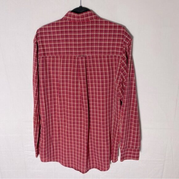Chaps Easy Care Red Tan Plaid Long Sleeve Casual Button Up Shirt M - Picture 2 of 12